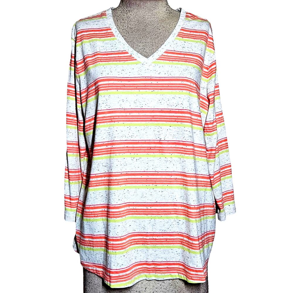 Striped Cotton Blend Tee Shirt Size XL